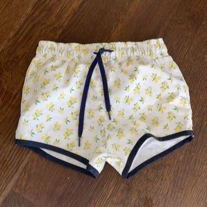 Minnow Kids Boys Swim Trunks Yellow Floral with Navy edging
